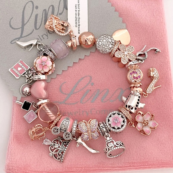Linx Rose Gold Bracelet with Rose Gold and Silver Princess Themed Charms